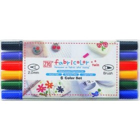 Resim Zig Fabricolor Twin Çift Uçlu Tekstil Kumaş Boyama Kalemi 6 Renk 