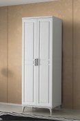 Resim GuneyStore Ücretsiz Montaj Komple Mdf Sport 2 Kapaklı Beyaz Gardırop Elbise Dolabı Gardolap 