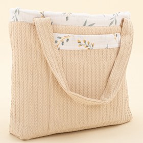 Resim Bebek Bakım Çantası - Sütlü Kahve Örgü - Yapraklar 