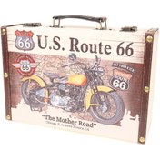 Resim Attach Ahşap U.s Route 66 Tasarım Menteşe Kapaklı Retro Kutu No:1 