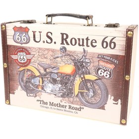 Resim Attach Ahşap U.s Route 66 Tasarım Menteşe Kapaklı Retro Kutu No:1 