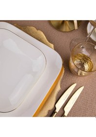 Resim Kütahya Porselen Bone Minas 51 Parça Yemek Takımı Altın Fileli 