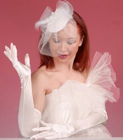 Resim Dantelli Gelin Kepi Nikah Şapkası Ve Saten Uzun Gelin Eldiveni Kombin Set 