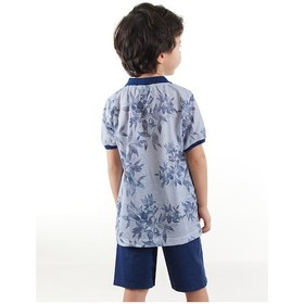 Resim Midimod Erkek Çocuk 3'li Takım Polo Yaka T-shirt Şort Kemer Takım Renkli 