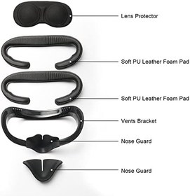 Resim HUAYUWA Soft VR Headset Accessories Set Fits for Oculus Quest 2, 1 VR Facial Interface Bracket + 2 PU Leather Cover Pad + 2 Nose Pad + 1 Protective Lens Cover 
