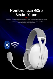 Resim Rampage Crack Beyaz/gri Wireless 2.4g+ Bluetooth Mikrofonlu Profesyonel Gaming Oyuncu Kulaklığı 
