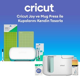 Resim Cricut Joy Kesme Makinesi ve Kupa Presi ile Kupalarını Kendin Tasarla Paketi (Makine + Kupa Presi + Transfer Kağıdı + Isıya Dayanı 