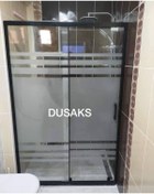 Resim DUSAKS Duşakabin Siyah Çizgili Kumlamalı 5 Mm Iki Duvar Arası H190cm 