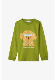 Resim Penti Yağ Yeşili Erkek Çocuk Runner Dog 2'li Pijama Takımı Ge47 