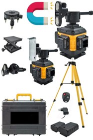 Resim MOONSHOP Pro Alman Kaucuk 360° 16 Köşe Otomatik Hizalamalı Çizgili Lazer Tripot Ayak Hediyeli. 