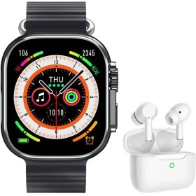 Resim Mena Rise Kablosuz Kulaklık Hediyeli, Arama Konuşma Özellikli Siyah Silikon Kayışlı Yeni Nesil Akıllı Saat 