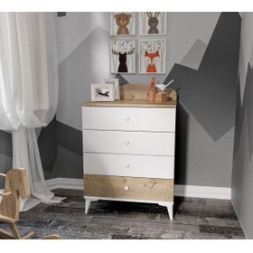 Resim Baby Darling Sansa Şifonyer Meşe %100 Mdf 