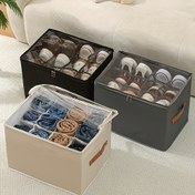 Resim 1 Adet Katlanabilir Ayakkabı Organizatörü - Sağlam Nylon Depolama Kutusu, Şeffaf Ön Panel ve Toz Geçirmez Kapak, Dolap, Yatak Altı, Seyahat İçin Tasarruflu Dizayn - Ayakkabılar, Kıyafetler, Aksesuarlar için Yerden Tasarruf Sağlayan, Üst Üste Konulabilir Yapılı Ev Organizasyonu 