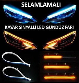 Resim Mitsubishi Lancer Far Içi Üstü Kayar Sinyalli Gündüz Ledi Far Kaş 