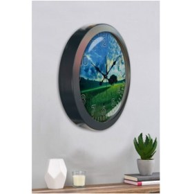 Resim Bahat Salon Ofis Duvar Saati Gri Metal Çerçeve 36 Cm 