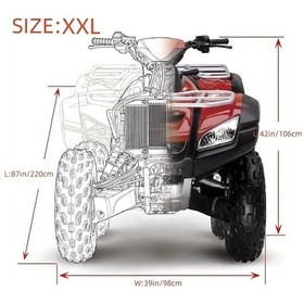 Resim Wangxi Rüzgar Geçirmez Ağır Hizmet Tipi Siyah Atv Örtüsü 4 Tekerlekli Araç Uv Koruma Xxl 22098x9906x10668cm 