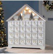 Resim Noel Advent Takvimleri Ahşap Ev Led Işıkları 24 Gün Geri Sayım Depolama Düzenleme Figürinler Oda Ev Dekorasyonu Haberler 