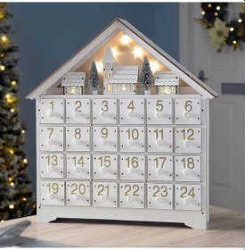 Resim Noel Advent Takvimleri Ahşap Ev Led Işıkları 24 Gün Geri Sayım Depolama Düzenleme Figürinler Oda Ev Dekorasyonu Haberler 