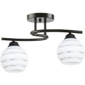 Resim S Model Modern Gümüş Şerit Camlı Plafonyer Avize 