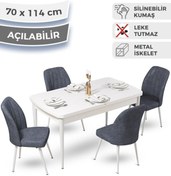 Resim Canisa Ege Serisi 70x114 Açılabilir Mutfak Masası Takımı Beyaz Masa Ve 4 Füme Sandalye 