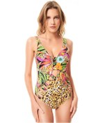Resim Kadın Bonesta Swimwear Leopar Desenli Pencere Detaylı Mayokini Çok Renkli 