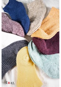 Resim Kral Socks Kadın Patik Çizgili Kabartma Ters Havlu Penye 6 Çift Karışık Renk Kısa Çorap ASORTİ 
