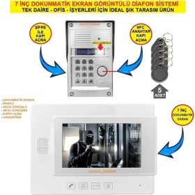 Resim 7 Inç Dokunmatik Ekran Görüntülü Diafon Sistemi (Tek Daire Içindir Şifre + Kartlı Geçiş Özellikli) 