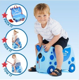 Resim Trunki Köpek Dougie Dog Binilen Ve Sürülen Çocuk Bavulu Mavi 