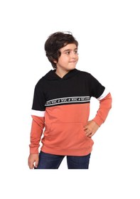 Resim Toontoy Kids Toontoy Erkek Çocuk Relax Fit Kapüşonlu Cepli Renk Bloklu Baskılı Sweatshirt - 2 İplik Kiremit 