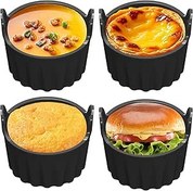 Resim Silikon kalıp sıcak hava fritözü, 4 adet siyah yapışmaz silikon kek kalıbı, sıcak hava fritözü için yumurta kek kalıbı, hava fritözü kullanımı için mükemmel 