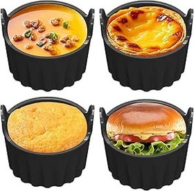 Resim Silikon kalıp sıcak hava fritözü, 4 adet siyah yapışmaz silikon kek kalıbı, sıcak hava fritözü için yumurta kek kalıbı, hava fritözü kullanımı için mükemmel 
