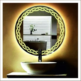 Resim Dnr-Mirror60 Cm Günışığı Ledli Tasarım Kumlamalı Banyo Aynası Makyaj Aynası Işıklı Ayna 