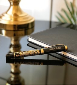 Resim Kişiye Özel Altın Kabartmalı Osmanlı Tuğralı Kalem 