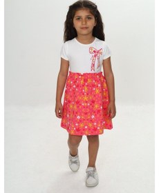 Resim Toontoy Kids Toontoy Kız Çocuk Renkli Çiçek Baskılı Elbise Yeşil 