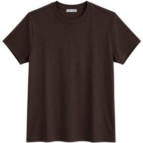 Resim Vadon 1009 Kadın Pamuklu Regular Fit Bisiklet Yaka Yumuşak Dokulu Kısa Kollu Basic T-shirt Kahverengi 
