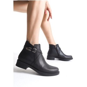 Resim Almıla Fermuarlı Lastikli Ortopedik Taban Topuklu Kadın Bot Cst - Siyah Siyah 