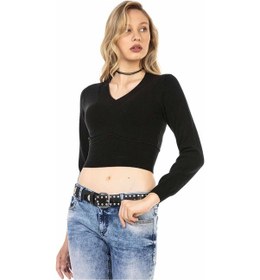 Resim Cipo & Baxx WP233 Crop Top Siyah Triko Siyah 