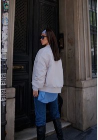 Resim Tua Moda Cepli Bomber Ceket Mont - Beyaz Beyaz 