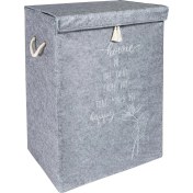 Resim Çamaşır Sepeti Kirli Çamaşır Torbası Çamaşır Sepet Keçe Kapaklı Çok Amaçlı Kutu Sepet Oyuncak Saklama Sepeti Renk (55X40X30 Cm) (Gri) 