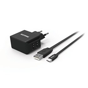 Resim Philips DLP2502C Type-C Kablo Siyah Seyahat Şarj Cihazı 