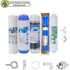 Resim Pemax Water Solutions Purefer Açık Kasa Çift Karbonlu Sertifikalı 5'li Vontron Helixfil Yüksek TDS Mebran 5'li 