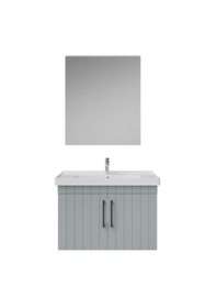 Resim Creavit D20 80 Cm Banyo Dolabı Ve Düz Ayna Takımı Mat Gri 