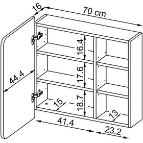 Resim Aynalı Banyo Dolabı - Likya - Beyaz / 45 Cm 