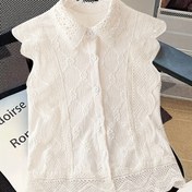 Resim Kadınların Düğmeli Yaka Detaylı Düğmeli Bluzu - Rahat veya İş Yürüyüşü için Şık Düz Renkli Yelek Stili Gömlek, Hafif Polyester Kumaş, Kolay Bakım, Bahar/Yaz için Mükemmel, Bahar Modası Üst | Düğmeli Üst | Dokulu Tasarım 