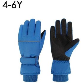 Resim Yüksek Kaliteli Çocuk Kayak Eldivenleri Kış Snowboard Kar Çocuk Eldiven Erkek 4-6y Blue 4-6y Blue 
