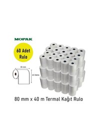 Resim 80x40 Termal Rulo Adisyon Yazarkasa Pos Fiş Bilgi 80 40 Yemek Fişi Termal Rulosu 1koli 60rulo 