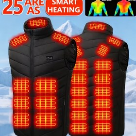 Resim 21 Isı Bölgesine Sahip, Sıcaklık Kontrollü Unisex Isıtma Yeleği, Kolsuz Ceket, Kışlık Açık Hava Kayak ve Tatil Hediyeleri için Hafif Sıcaklık (Pil Dahil Değildir) 