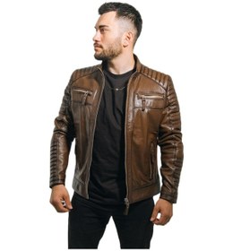 Resim Hilda Deri Mont Taba Rengi Erkek Ceket Hakiki Kuzu Derisi Büyük Beden Brad 001 