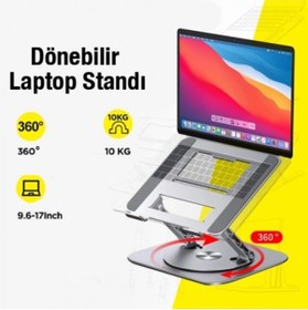 Resim TeknoExpress C1 Alüminyum Döner Stand Katlanır Lenovo Ideapad 14 Inç Uyumlu Laptop Altlığı Yükseltici 