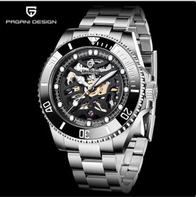 Resim Pagani Design Pd-1659 Paslanmaz Çelik Su Geçirmez Mekanik Saat Safir Cam Otomatik Saat Lüks İş Erkek Saati Gümüş - Siyah 